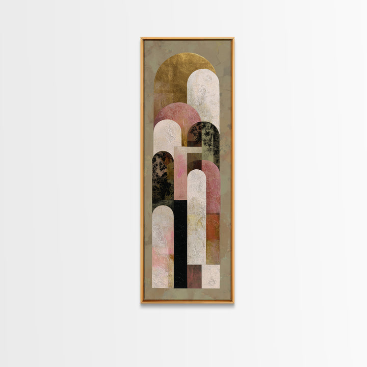 Gold Accented Abstract Arches Canvas Print, Master Bedroom, Rustic Home Decor, Bedroom Decor, Abstract Art, Sanctuary, MAS-1x3-68