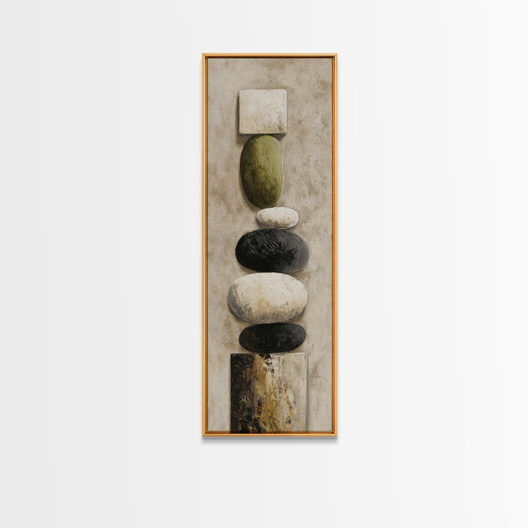 Minimal Stone Shapes Framed Canvas Print, Master Bedroom, Wall Decor Bedroom, Bedroom Decor, Sanctuary, Fine Art Print, MAS-1x3-76
