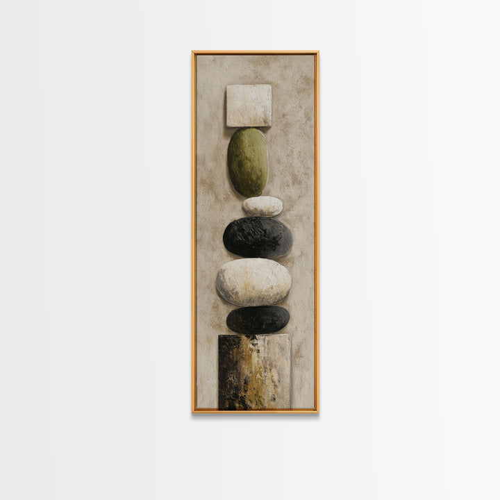 Minimal Stone Shapes Framed Canvas Print, Master Bedroom, Wall Decor Bedroom, Bedroom Decor, Sanctuary, Fine Art Print, MAS-1x3-76