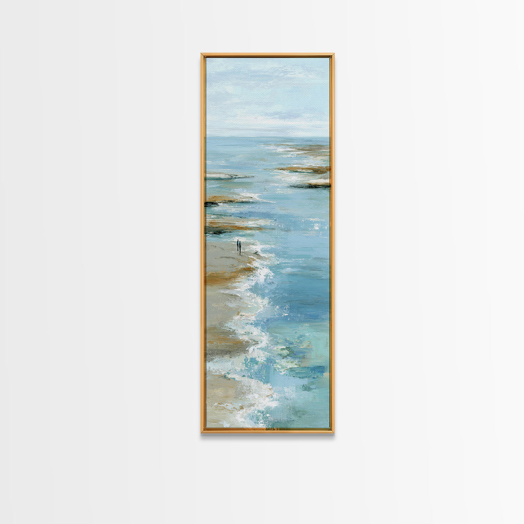 Hotel Coastal Landscape Canvas Print, Master Bedroom, Living Room Prints, Bedroom Decor, Watercolor Art, Sanctuary, MAS-1x3-81