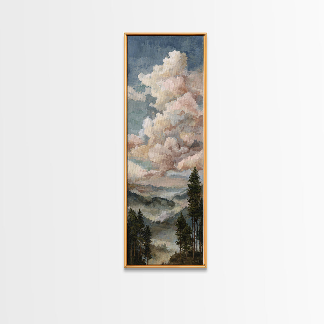 Blush and Taupe Cloudscape Canvas Print, Master Bedroom, Wall Art, Bedroom Decor, Oil Painting, Sanctuary, Bedroom Wall Art, MAS-1x3-90