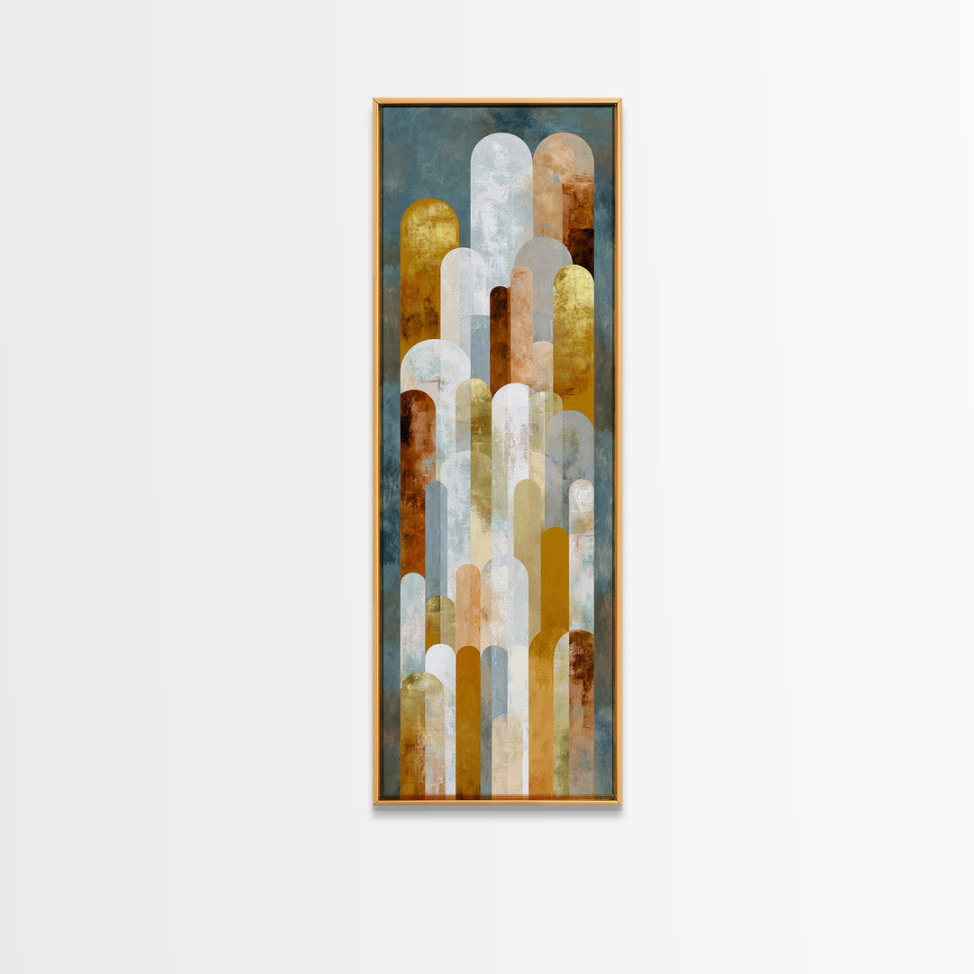 Gold Accented Abstract Arches Framed Canvas Print, Master Bedroom, Signs for Home, Bedroom Decor, Abstract Art, Sanctuary, MAS-1x3-92