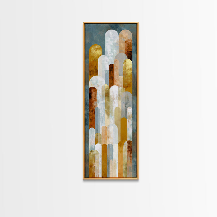 Gold Accented Abstract Arches Framed Canvas Print, Master Bedroom, Signs for Home, Bedroom Decor, Abstract Art, Sanctuary, MAS-1x3-92