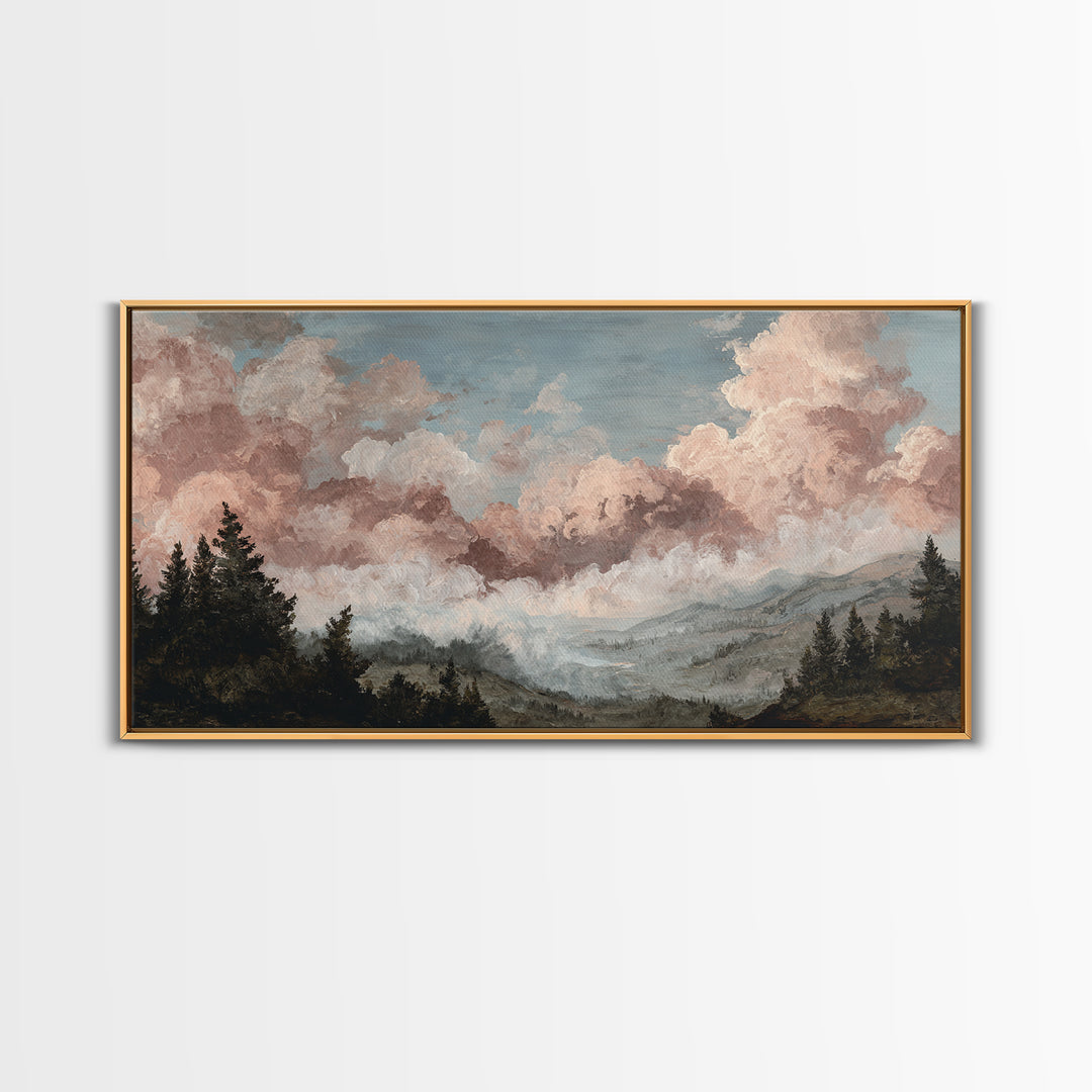 Blush and Taupe Cloudscape Canvas Print, Master Bedroom, Bedroom Decor, Abstract Art, Sanctuary, Printable Art, MAS-2x1-2