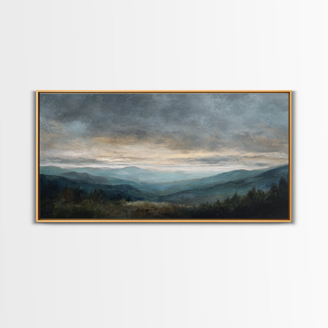 Soft Mountain Ridge Framed Canvas Print, Master Bedroom, Printable Wall Art, Bedroom Decor, Sanctuary, Minimalist Wall Art, MAS-2x1-33