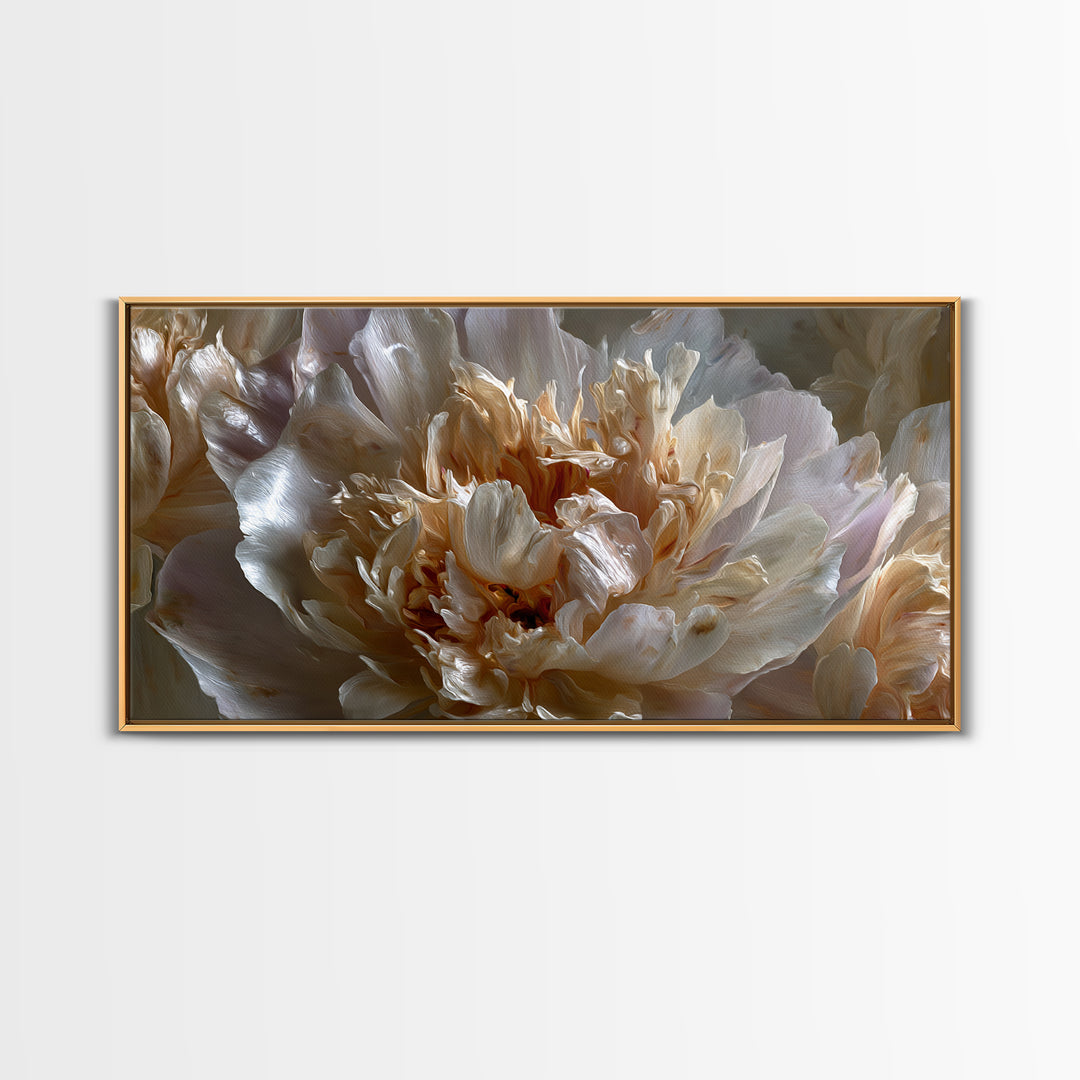 Romantic Neutral Peony Closeup Framed Canvas Print, Master Bedroom, Wall Decor, Bedroom Decor, Sanctuary, Farmhouse Wall Decor, MAS-2x1-46
