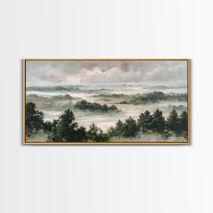 Blush and Taupe Cloudscape Framed Canvas Print, Master Bedroom, Art Print, Bedroom Decor, Fine Art, Sanctuary, Above Bed Decor, MAS-2x1-50