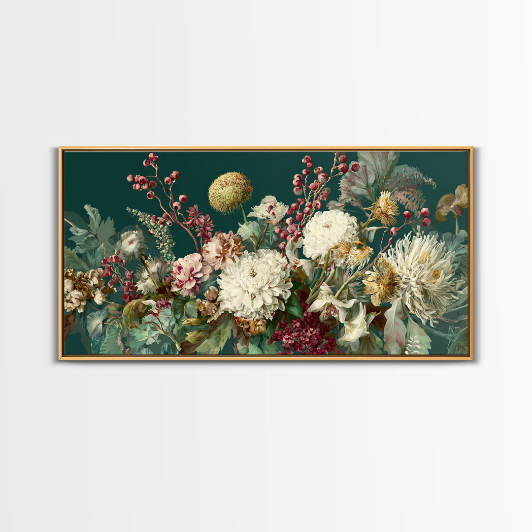 Dreamy Celestial Moon and Botanical Composition Canvas Print, Master Bedroom, Vinyl Wall Decal, Bedroom Decor, Sanctuary, MAS-2x1-79