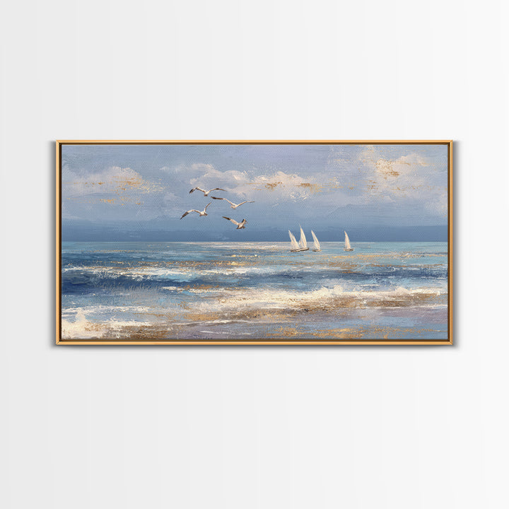 Elegant Moonlit Ocean Horizon Canvas Print, Master Bedroom, Bedroom Prints, Bedroom Decor, Fine Art, Sanctuary, Gallery Decor, MAS-2x1-93