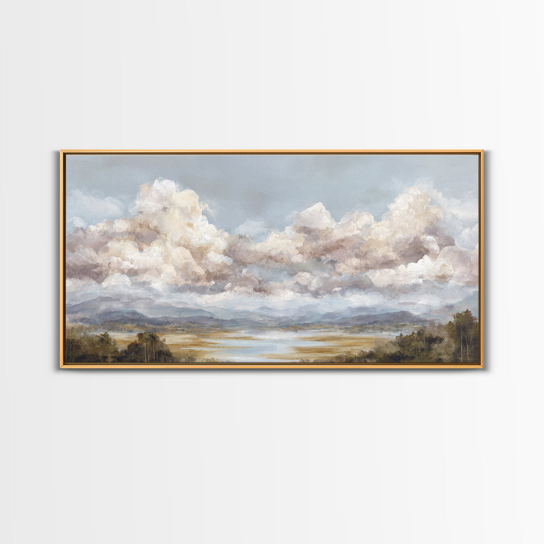 Blush and Taupe Cloudscape Canvas Print, Master Bedroom, Wall Decal, Bedroom Decor, Watercolor Art, Sanctuary, MAS-2x1-98