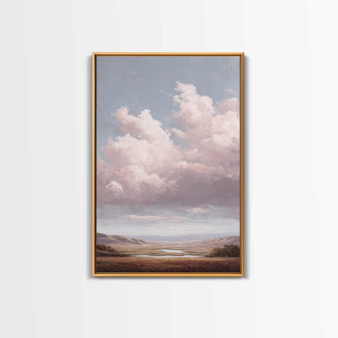 Blush and Taupe Cloudscape Canvas Print, Master Bedroom, Wall Art, Bedroom Decor, Oil Painting, Sanctuary, Bedroom Wall Art, MAS-2x3-14