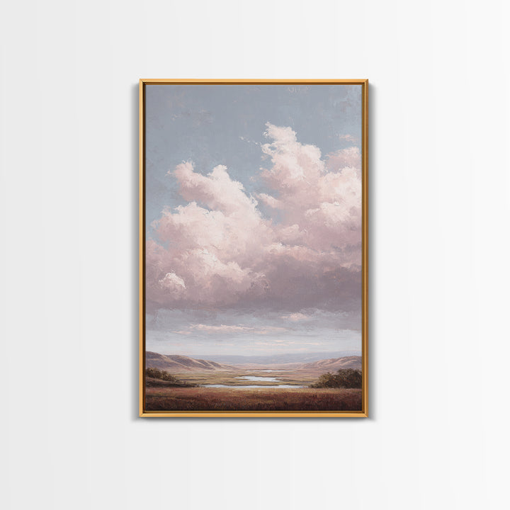 Blush and Taupe Cloudscape Canvas Print, Master Bedroom, Wall Art, Bedroom Decor, Oil Painting, Sanctuary, Bedroom Wall Art, MAS-2x3-14