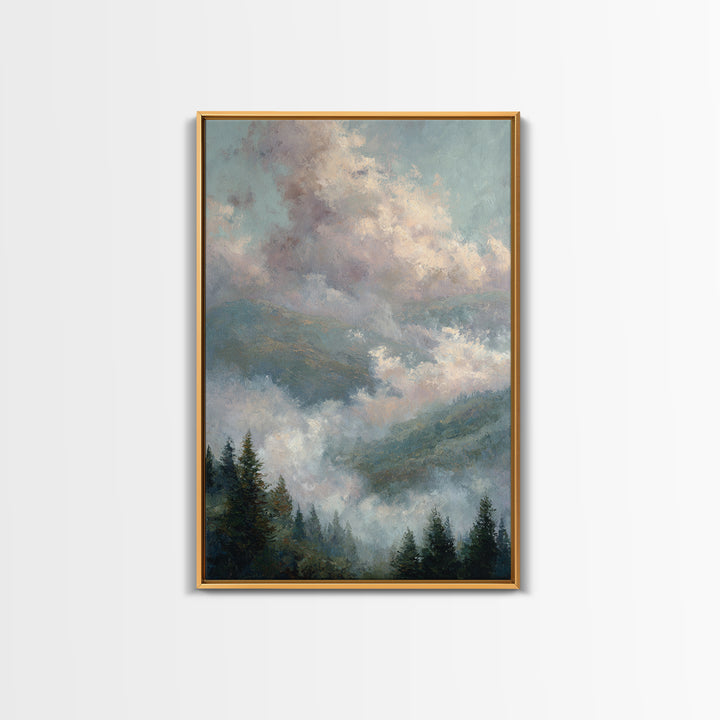 Blush and Taupe Cloudscape Framed Canvas Print, Master Bedroom, Large Wall Art, Bedroom Decor, Sanctuary, Bedroom Prints, MAS-2x3-38