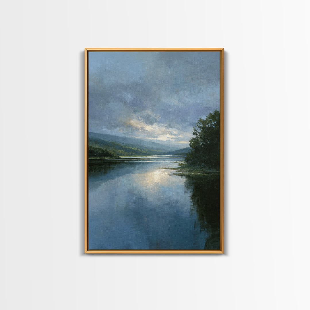 Serene Lake with Pale Morning Reflection Canvas Print, Master Bedroom, Above Bed Wall Decor, Bedroom Decor, Sanctuary, MAS-2x3-87