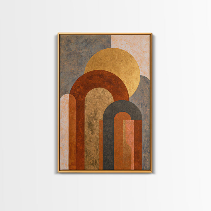 Gold Accented Abstract Arches Framed Canvas Print, Master Bedroom, Minimalist Wall Art, Bedroom Decor, Fine Art, Sanctuary, MAS-2x3-88
