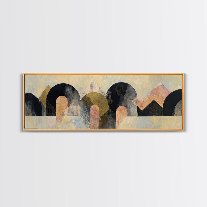 Gold Accented Abstract Arches Canvas Print, Master Bedroom, Vinyl Wall Decal, Bedroom Decor, Abstract Art, Sanctuary, MAS-3x1-24