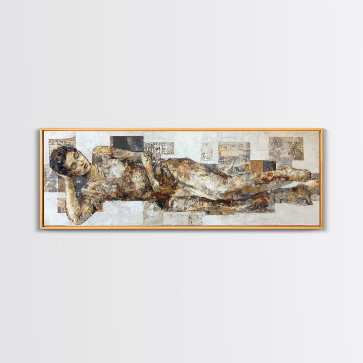 Classical Reclining Figure Implied Through Line Art Canvas Print, Master Bedroom, Boho Decor, Bedroom Decor, Sanctuary, MAS-3x1-62