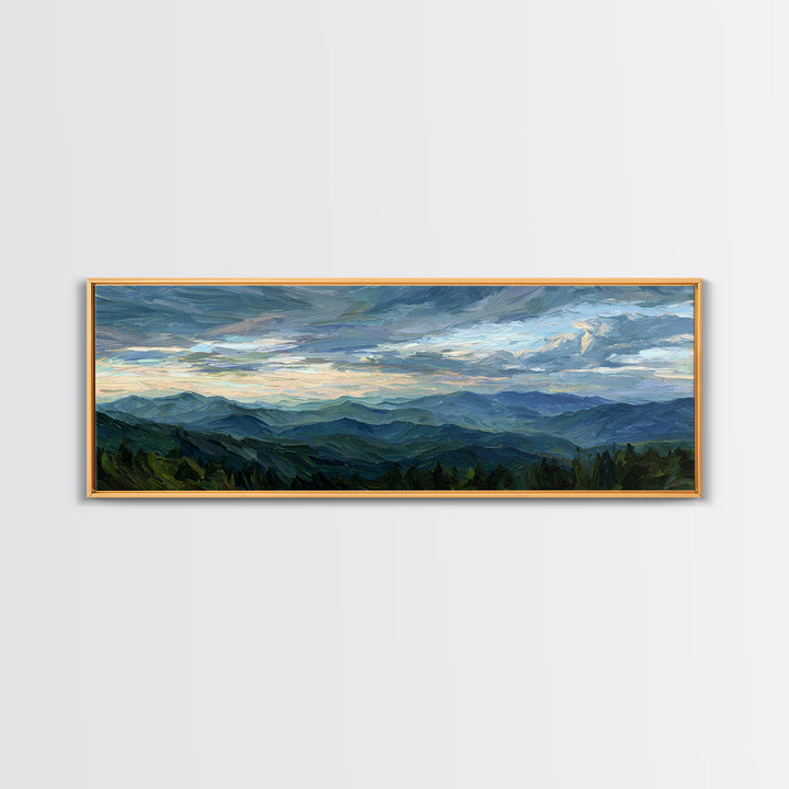 Soft Mountain Ridge Framed Canvas Print, Master Bedroom, Above Bed Wall Decor, Bedroom Decor, Oil Painting, Sanctuary, MAS-3x1-77