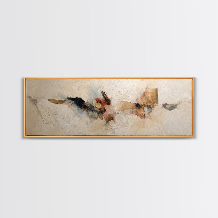Large Cream Abstract Framed Canvas Print, Master Bedroom, Vinyl Wall Decal, Bedroom Decor, Abstract Art, Sanctuary, MAS-3x1-81