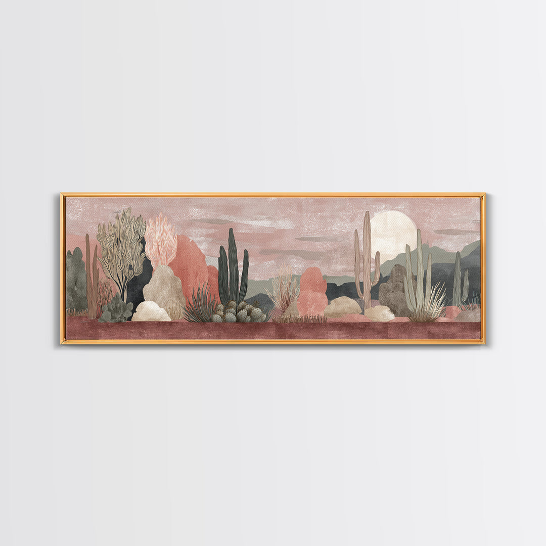Quiet Desert Dusk Canvas Print, Master Bedroom, Above Bed Wall Decor, Bedroom Decor, Oil Painting, Sanctuary, Textured Painting, MAS-3x1-98