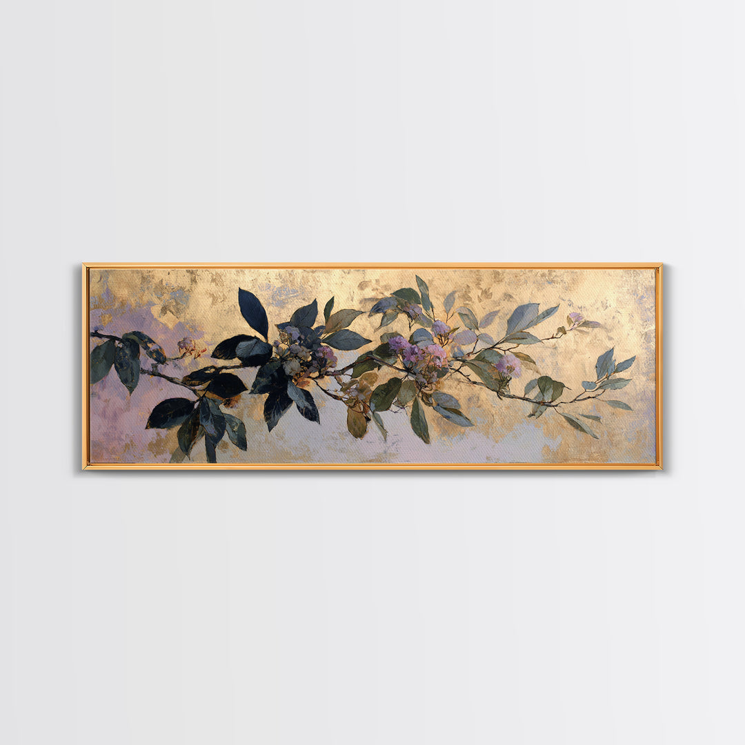 Dreamy Celestial Moon and Botanical Composition Framed Canvas Print, Master Bedroom, Bedroom Decor, Oil Painting, Sanctuary, MAS-3x1-99