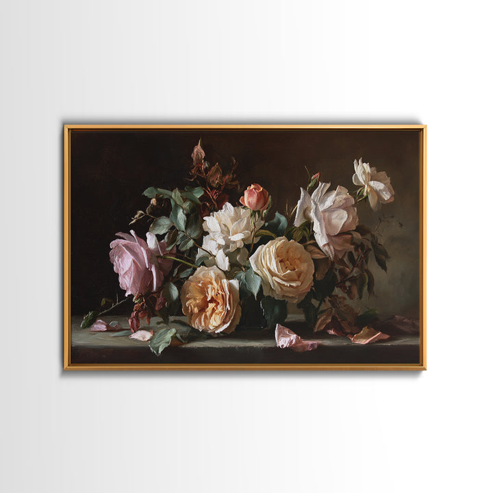 Warm Candlelit Still Life Framed Canvas Print, Master Bedroom, Wall Art, Bedroom Decor, Oil Painting, Sanctuary, MAS-3x2-100