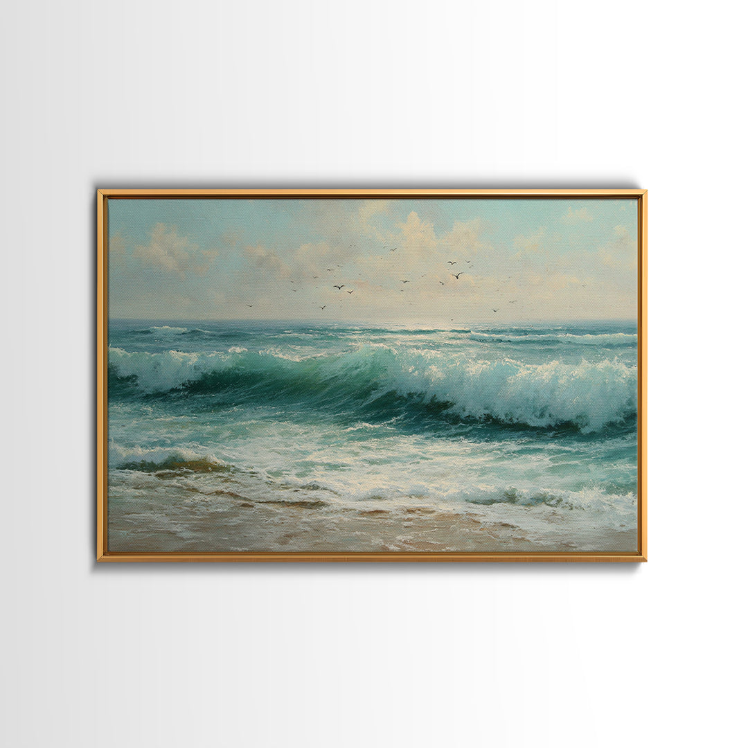 Elegant Moonlit Ocean Horizon Canvas Print, Master Bedroom, Modern Decor, Bedroom Decor, Fine Art, Sanctuary, Wall Decor, MAS-3x2-29