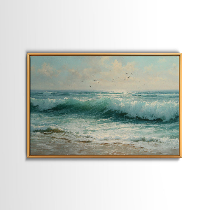 Elegant Moonlit Ocean Horizon Canvas Print, Master Bedroom, Modern Decor, Bedroom Decor, Fine Art, Sanctuary, Wall Decor, MAS-3x2-29