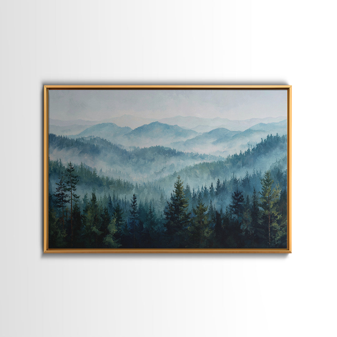 Calm Misty Forest Panorama Canvas Print, Master Bedroom, Room Decor, Bedroom Decor, Sanctuary, Wall Decal, Printable Art, MAS-3x2-56
