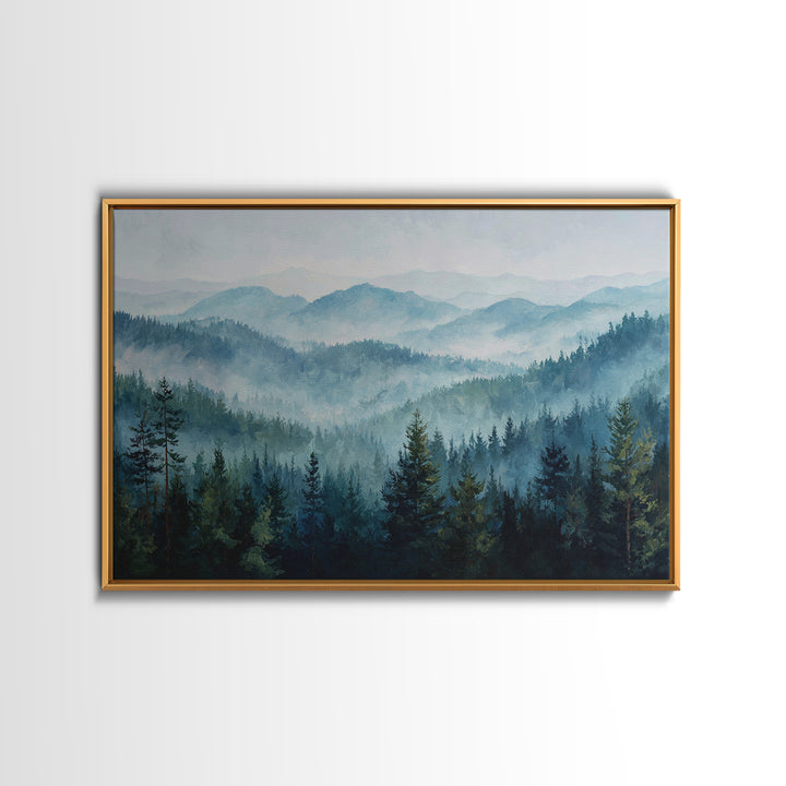 Calm Misty Forest Panorama Canvas Print, Master Bedroom, Room Decor, Bedroom Decor, Sanctuary, Wall Decal, Printable Art, MAS-3x2-56