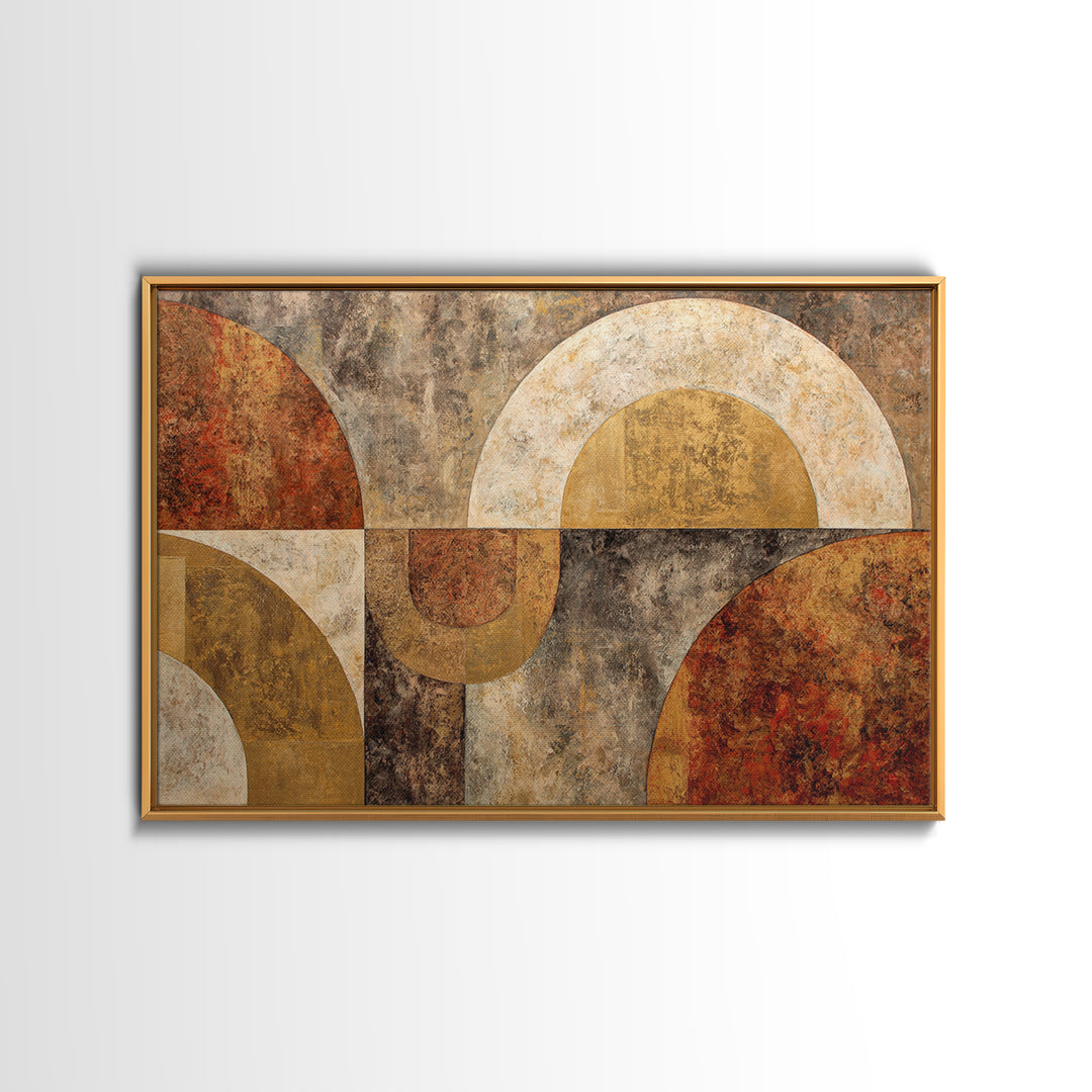 Gold Accented Abstract Arches Framed Canvas Print, Master Bedroom, Textured Painting, Bedroom Decor, Abstract Art, Sanctuary, MAS-3x2-60