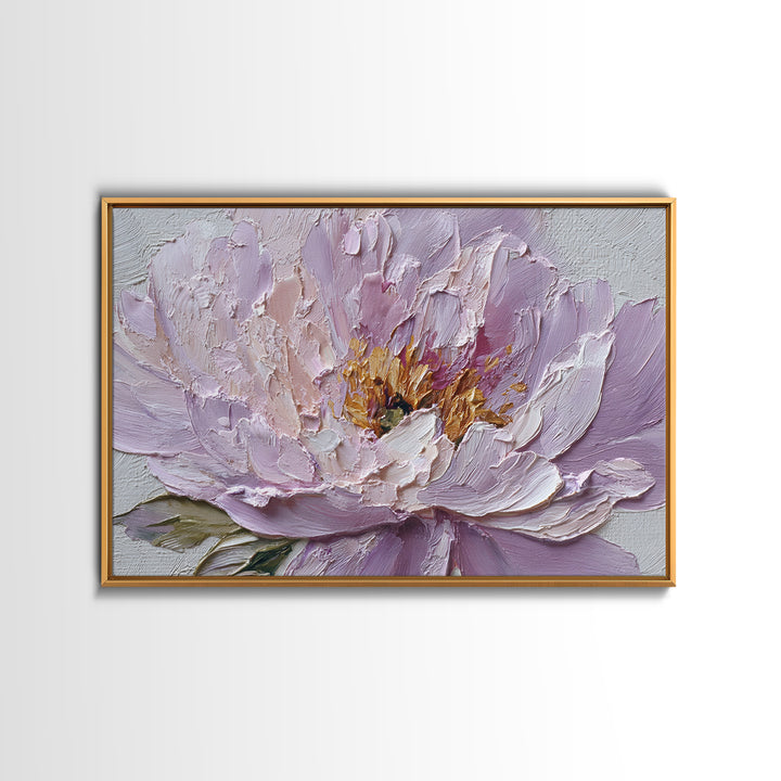 Romantic Neutral Peony Closeup Framed Canvas Print, Master Bedroom, Vinyl Wall Decal, Bedroom Decor, Fine Art, Sanctuary, MAS-3x2-78
