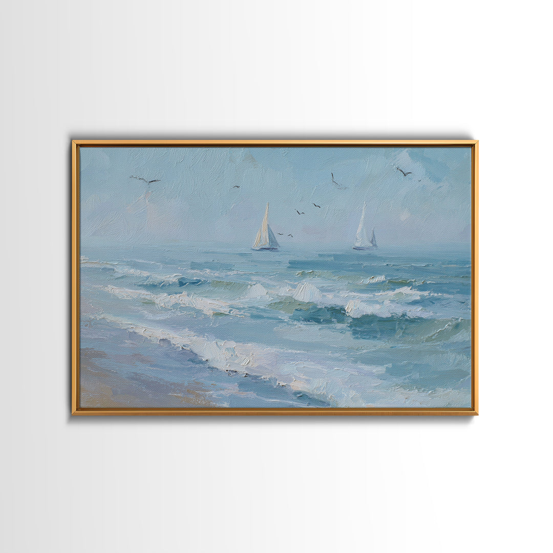 Hotel Coastal Landscape Framed Canvas Print, Master Bedroom, Luxury Decor, Bedroom Decor, Fine Art, Sanctuary, Wedding Decor, MAS-3x2-97