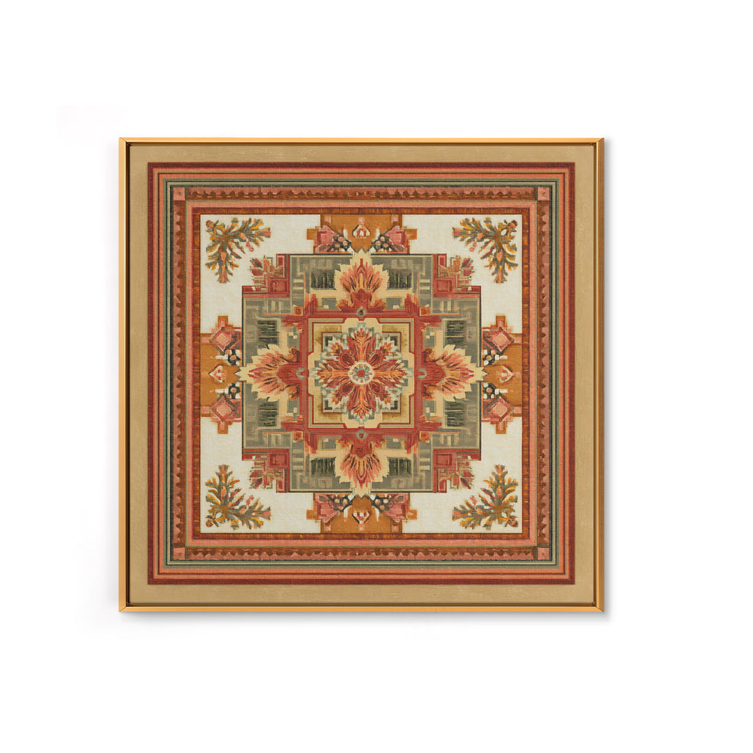 Bohemian Textile Pattern Framed Canvas Print, Maximalist Art, Art Nouveau, Living Room Decor, Maximal, Living Room Wall Art, MAX-1x1-44
