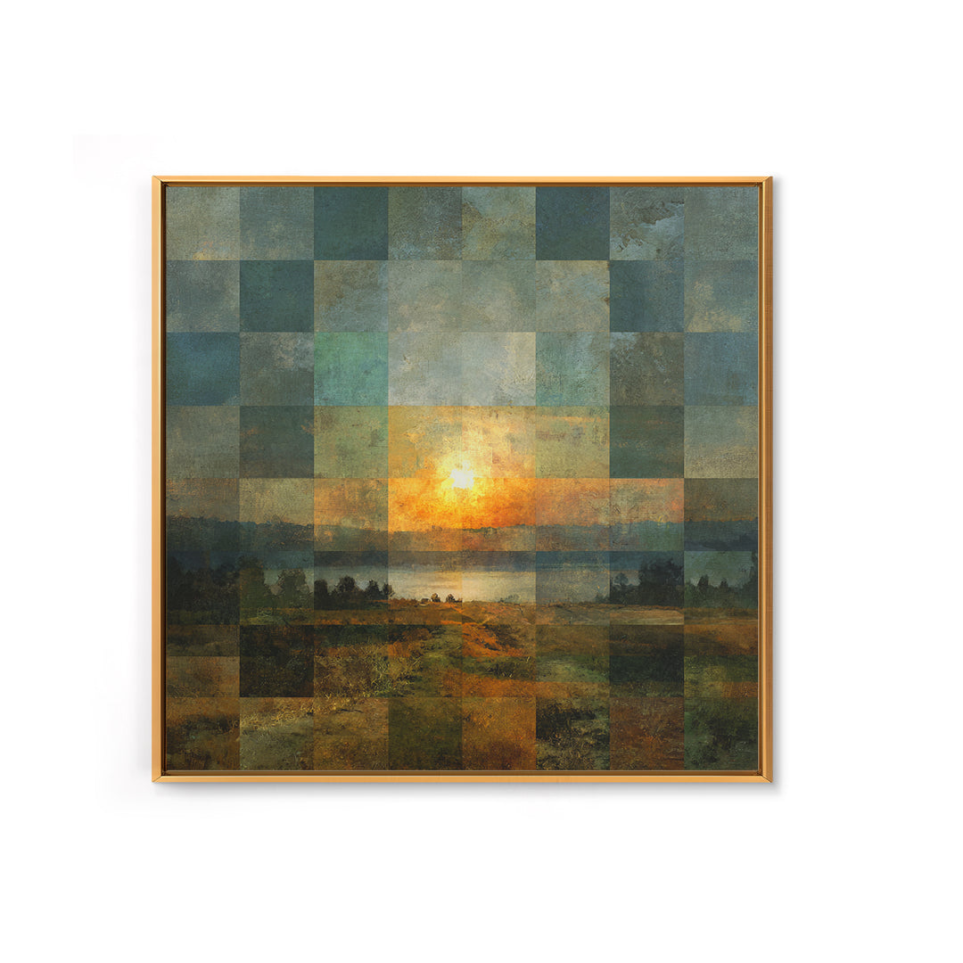 Eclectic Checkerboard Landscape Canvas Print, Maximalist Art, Fine Art Print, Living Room Decor, Maximal, Digital Prints, MAX-1x1-5