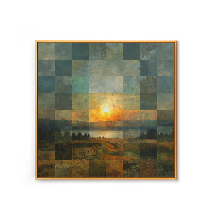Eclectic Checkerboard Landscape Canvas Print, Maximalist Art, Fine Art Print, Living Room Decor, Maximal, Digital Prints, MAX-1x1-5