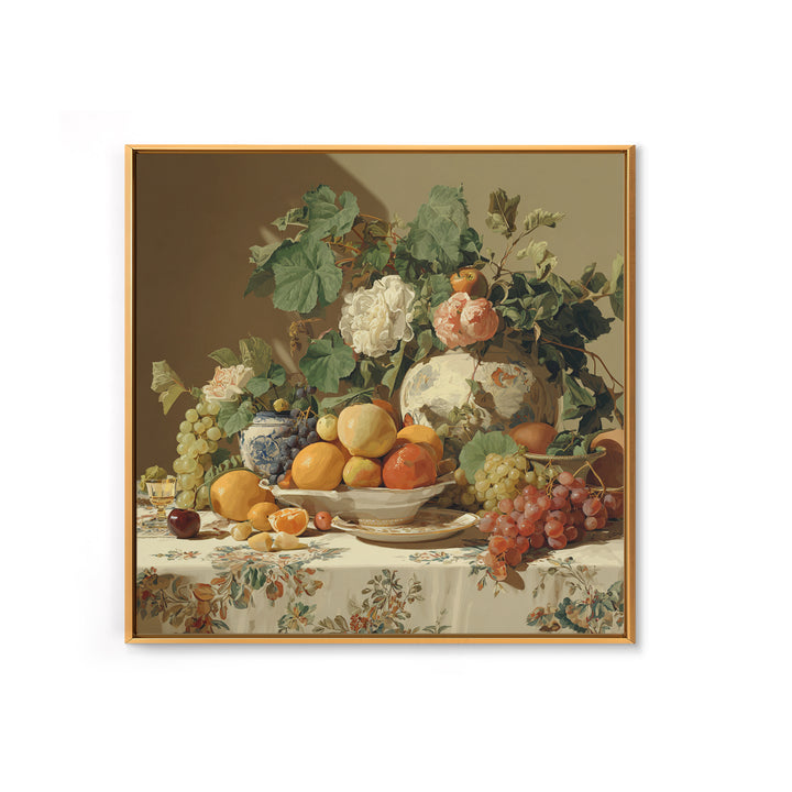 Rococo Fruit Feast Framed Canvas Print, Maximalist Art, Neutral Decor, Living Room Decor, Fine Art, Maximal, Home Decor, MAX-1x1-63