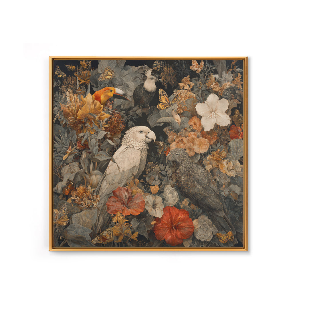 Explosive Floral Jungle Framed Canvas Print, Maximalist Art, Home Decor, Living Room Decor, Fine Art, Maximal, Printable Art, MAX-1x1-73