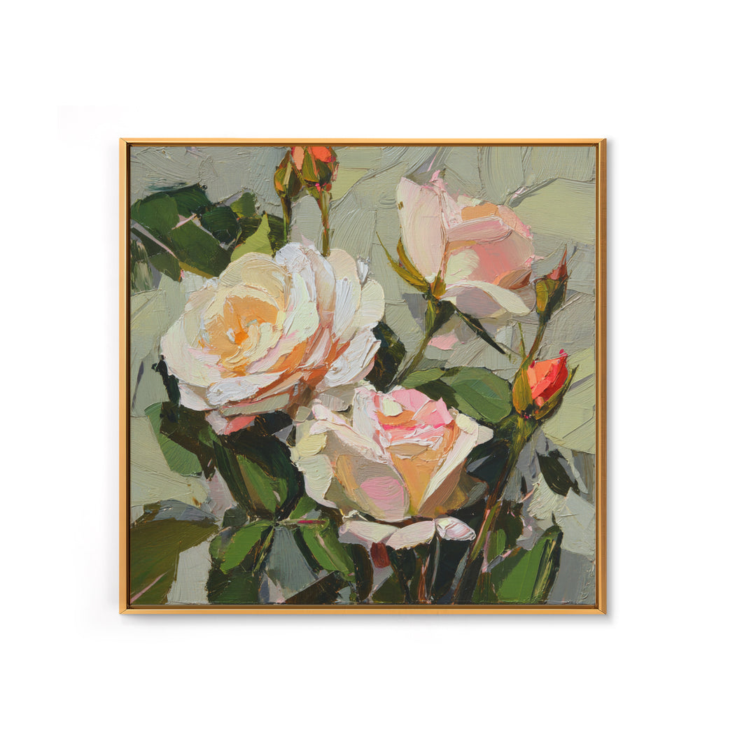Baroque Roses Mixed Framed Canvas Print, Maximalist Art, Statement Artwork, Living Room Decor, Abstract Art, Maximal, MAX-1x1-78