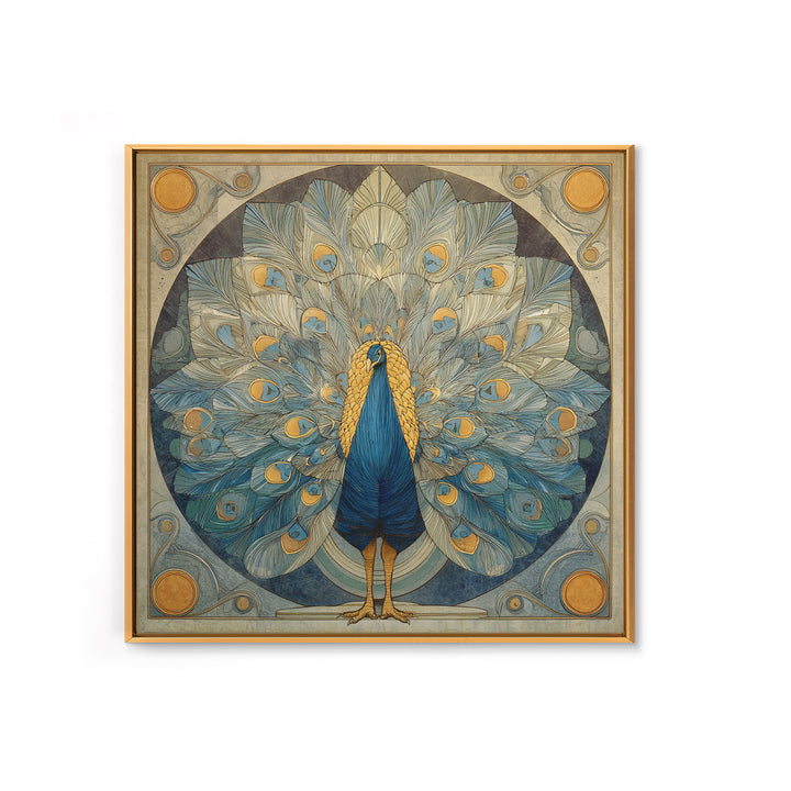 Dramatic Peacock with Oversized Feather Pattern Canvas Print, Maximalist Art, Original Painting, Living Room Decor, Maximal, MAX-1x1-8