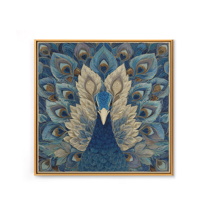 Dramatic Peacock with Oversized Feather Pattern Canvas Print, Maximalist Art, Fine Art Print, Living Room Decor, Maximal, MAX-1x1-80