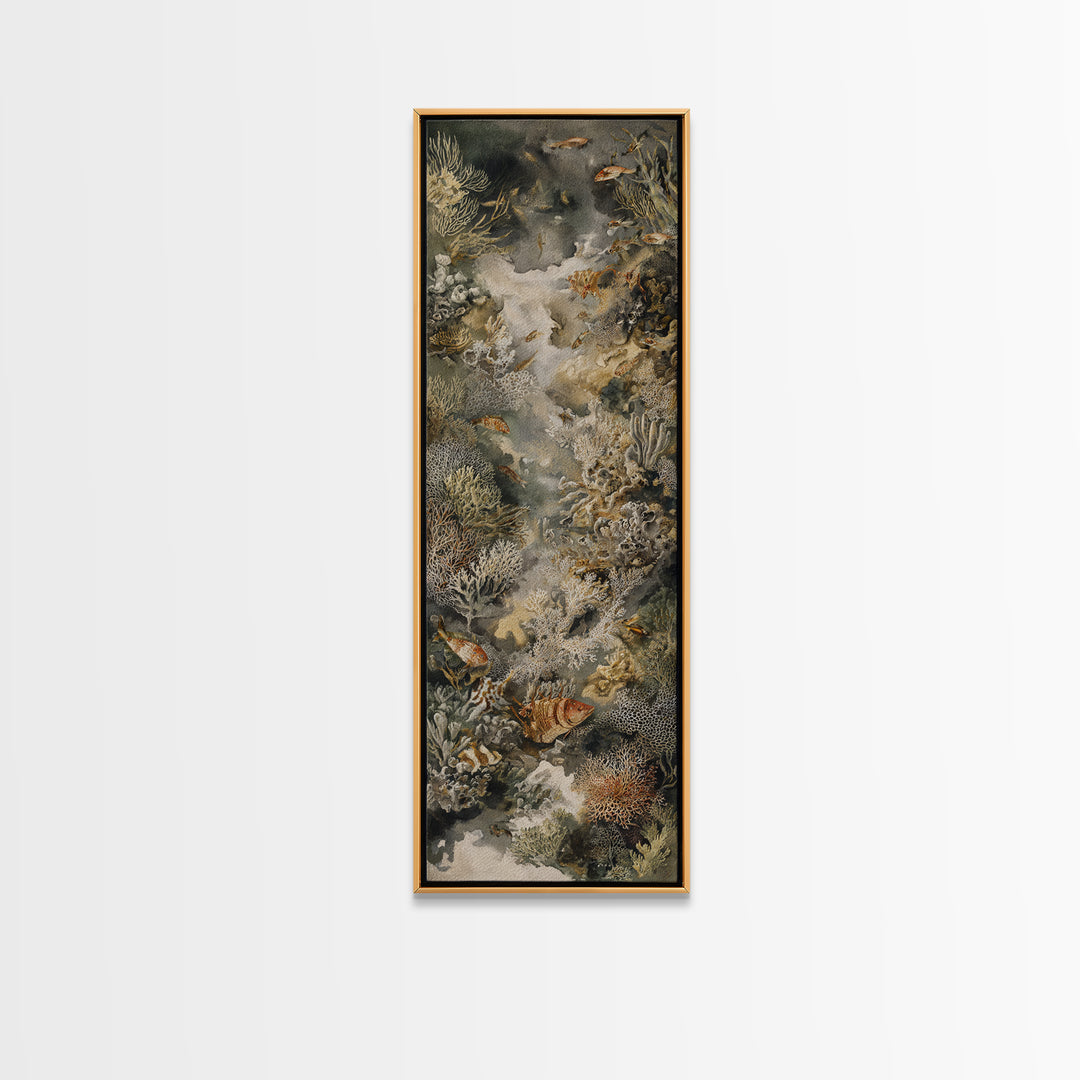 Wild Coral Reef Framed Canvas Print, Maximalist Art, Textured Painting, Living Room Decor, Fine Art, Maximal, Digital Wall Art, MAX-1x3-29
