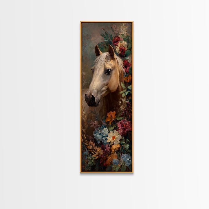 Jewel Tone Horse Portrait Canvas Print, Maximalist Art, Boho Wall Art, Living Room Decor, Oil Painting, Maximal, MAX-1x3-33