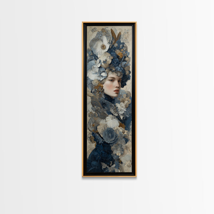 Ornate Portrait with Layered Textiles and Jewels Canvas Print, Maximalist Art, Digital Print, Living Room Decor, Maximal, MAX-1x3-40
