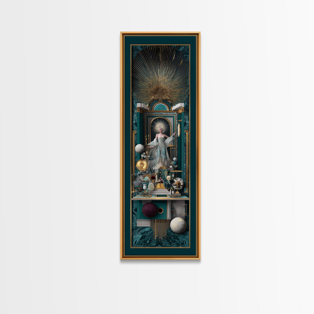 Surreal Room of Floating Objects as Decorative Canvas Print, Maximalist Art, Digital Art, Living Room Decor, Fine Art, Maximal, MAX-1x3-93