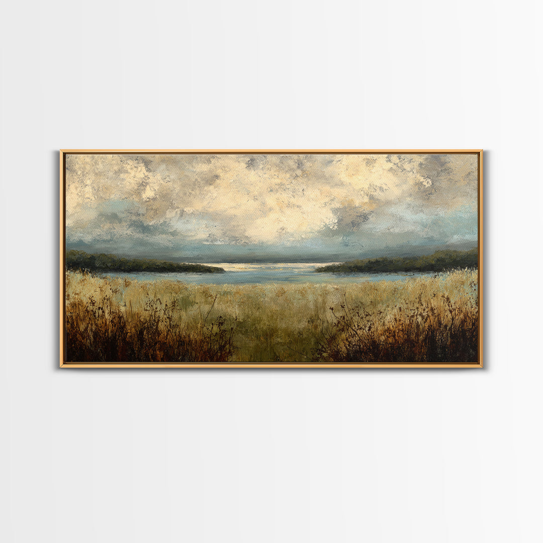 Eclectic Checkerboard Landscape Framed Canvas Print, Maximalist Art, Living Room Decor, Oil Painting, Maximal, MAX-2x1-1
