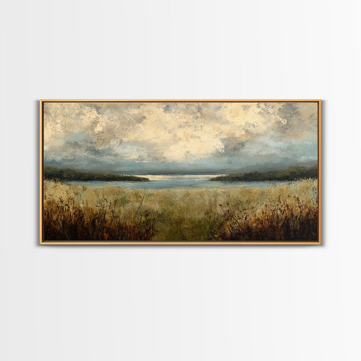 Eclectic Checkerboard Landscape Framed Canvas Print, Maximalist Art, Living Room Decor, Oil Painting, Maximal, MAX-2x1-1