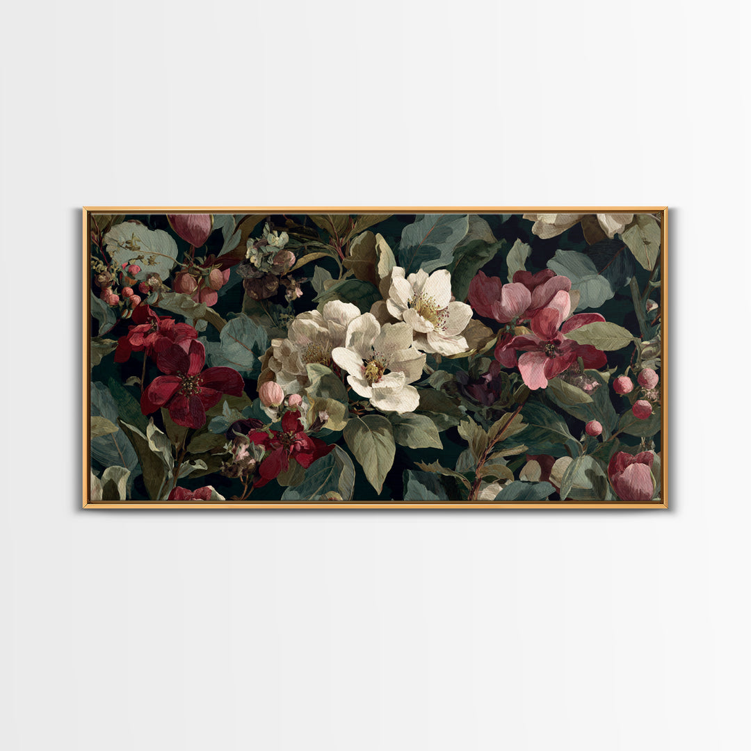 Crowded Botanical Tapestry Framed Canvas Print, Maximalist Art, Abstract Wall Art, Living Room Decor, Fine Art, Maximal, MAX-2x1-51