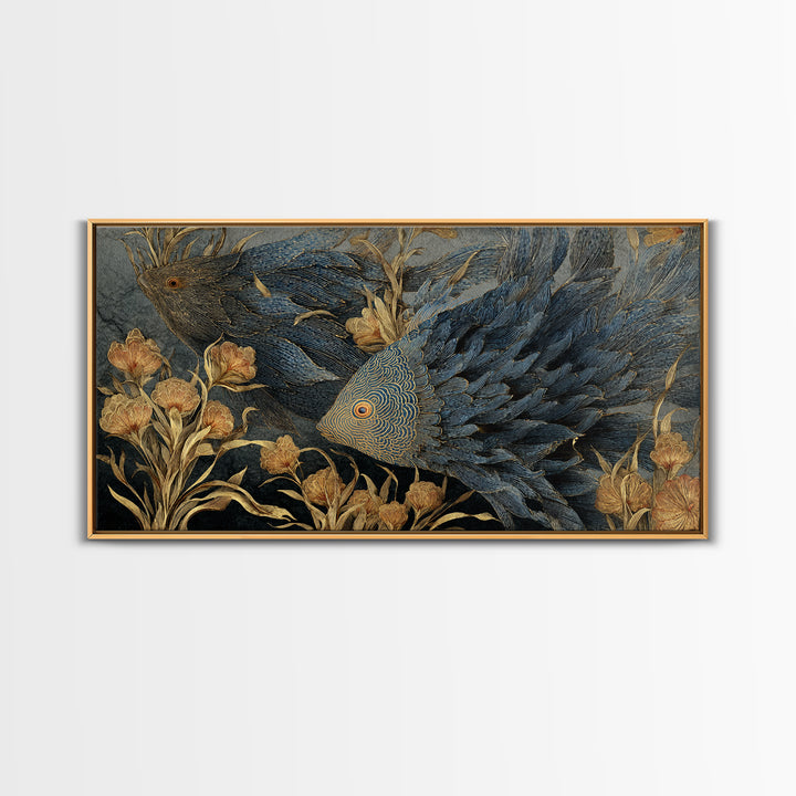 Wild Coral Reef Canvas Print, Maximalist Art, Art Nouveau, Living Room Decor, Fine Art, Maximal, Living Room Wall Art, MAX-2x1-61