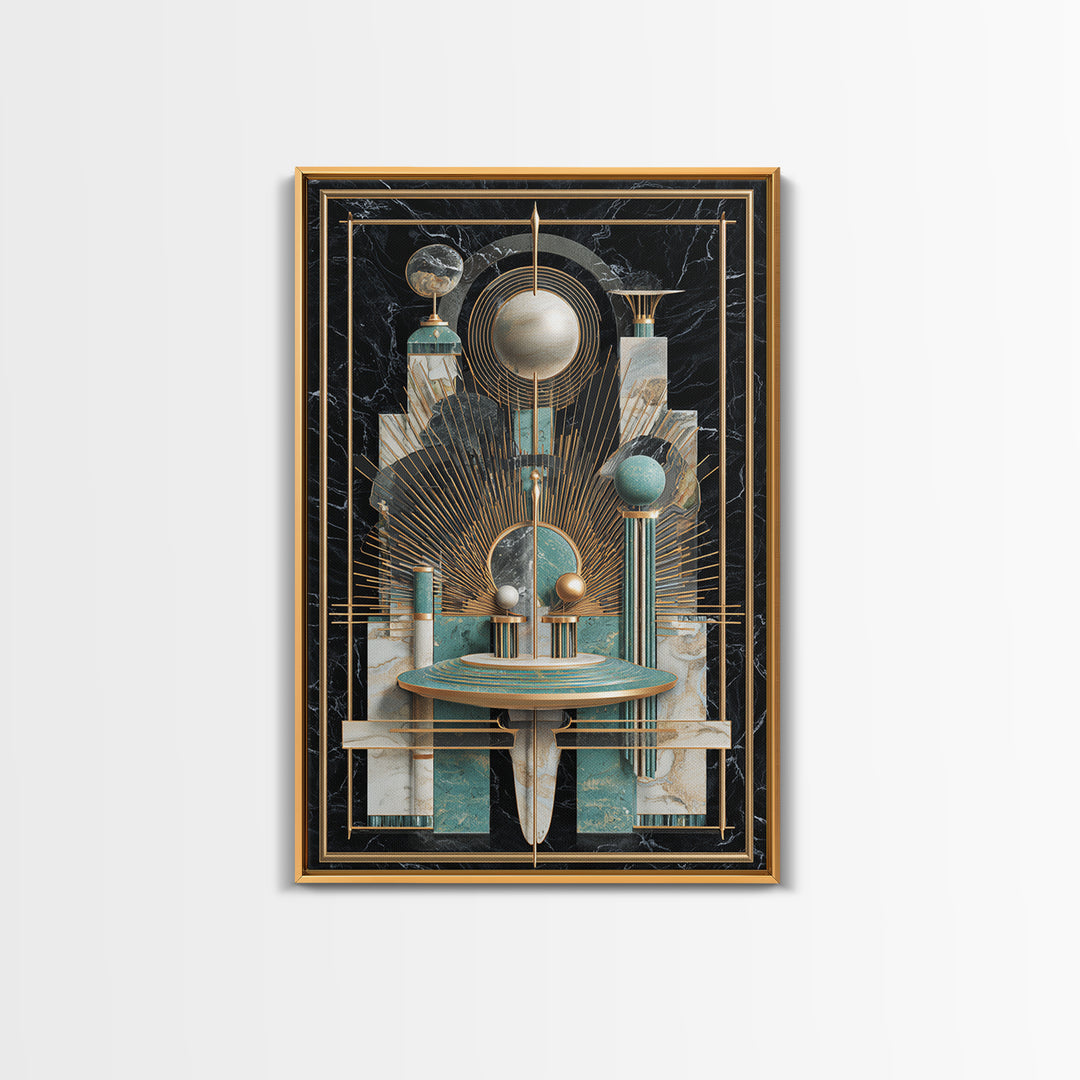 Surreal Room of Floating Objects as Decorative Framed Canvas Print, Maximalist Art, Abstract Art, Living Room Decor, Maximal, MAX-2x3-41